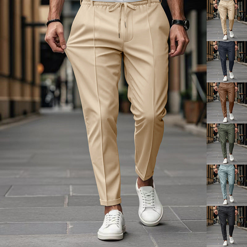 Herren elegante Chinohose mit dehnbarem Bund und seitlichen Taschen Drune