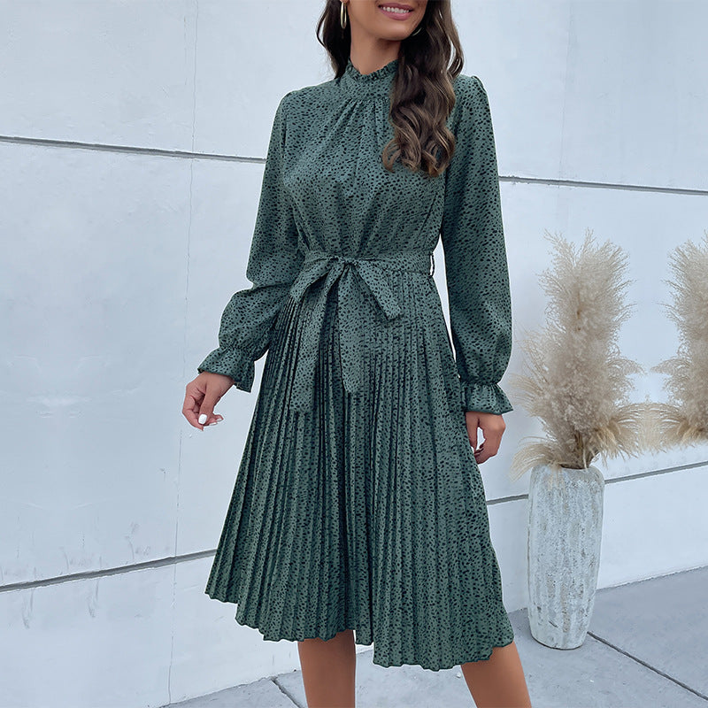 Damen Midi-Wickelkleid mit modischem Rüschensaum und elegantem Taillengürtel Drune