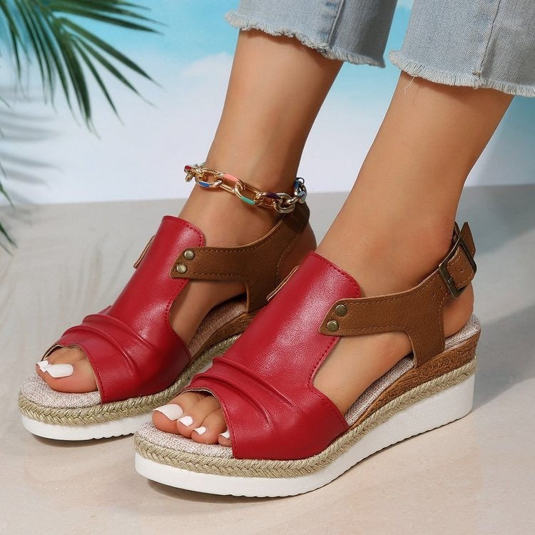 Damen Komfortable Plateau-Sandalen mit Riemen Drune