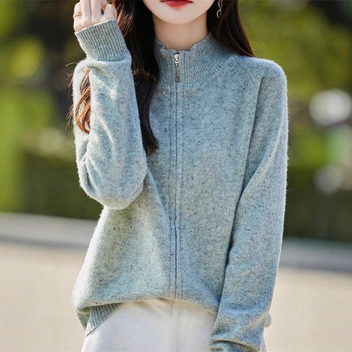 Damen Strickjacke mit hochgeschlossenem Reißverschluss und kuscheligem Material Drune