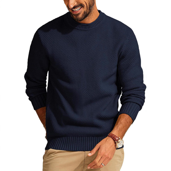 Herren Waffelstrick-Pullover mit Rundhalsausschnitt Drune