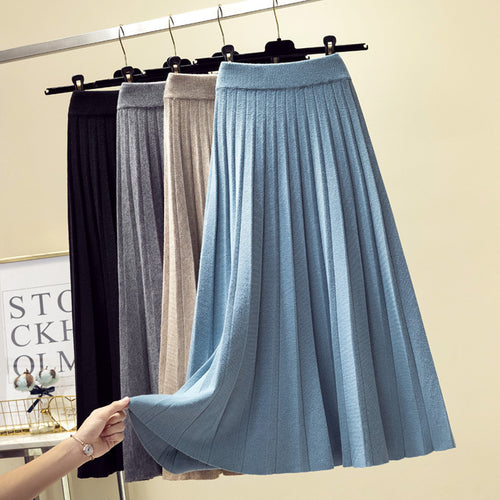 Damen Plissee Midirock Drune