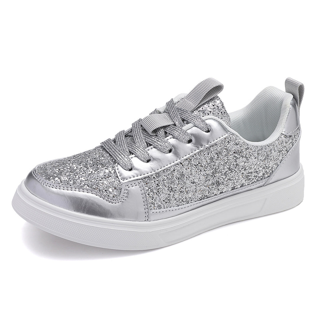 Damen nan Glitzer-Freizeitsneaker mit Metallic-Details, gepolstertem Einstieg und rutschfester Gummisohle Drune