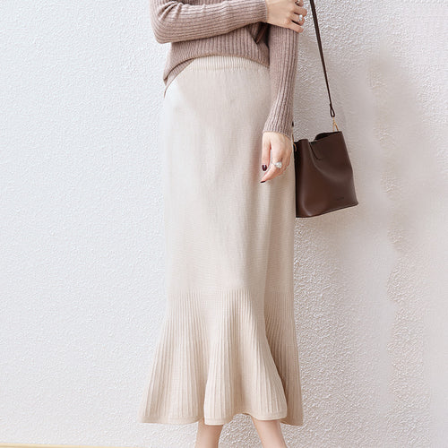 Damen Eleganter Strickrock mit Volant Drune