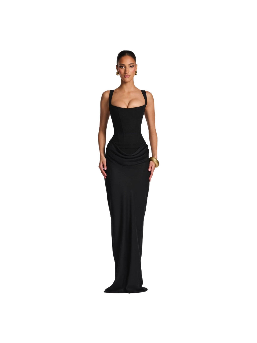Damen Abendkleid mit schulterfreiem Design und elegantem Schlitz Drune