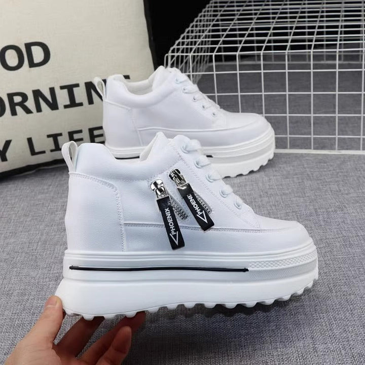 Damen Sportliche Sneaker mit Plateau und Reißverschluss Drune