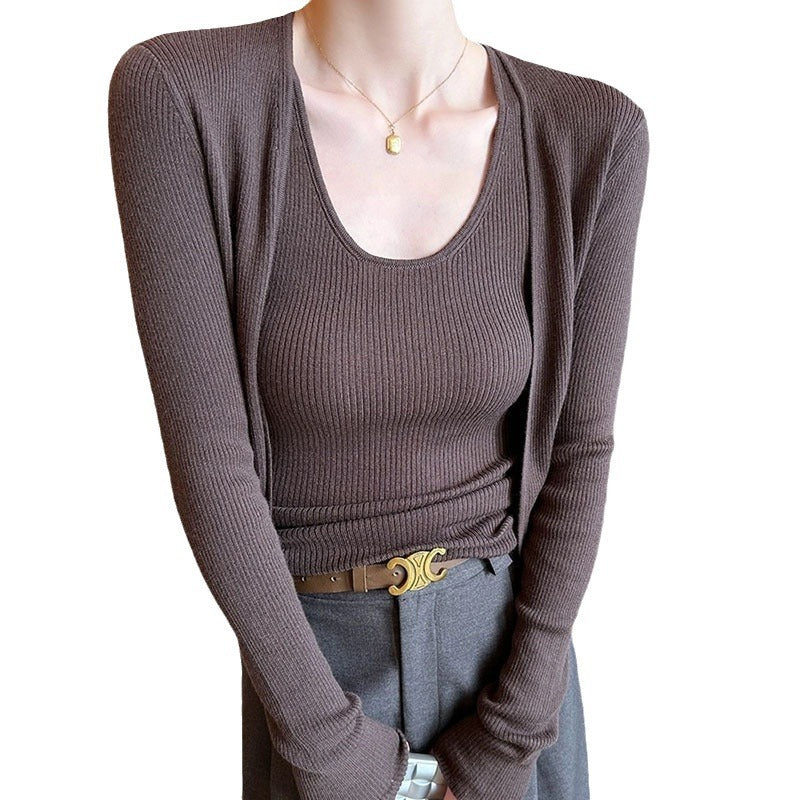 Damen leichter, lässiger Cardigan mit feiner Rippstruktur Drune