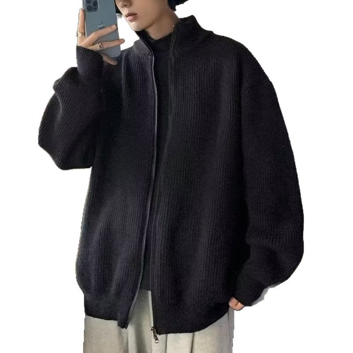 Herren Übergroße Strickjacke mit Stehkragen Drune