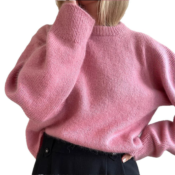 Damen Oversized Mohair-Mix Pullover mit weiter Silhouette und gerippten Bündchen Drune