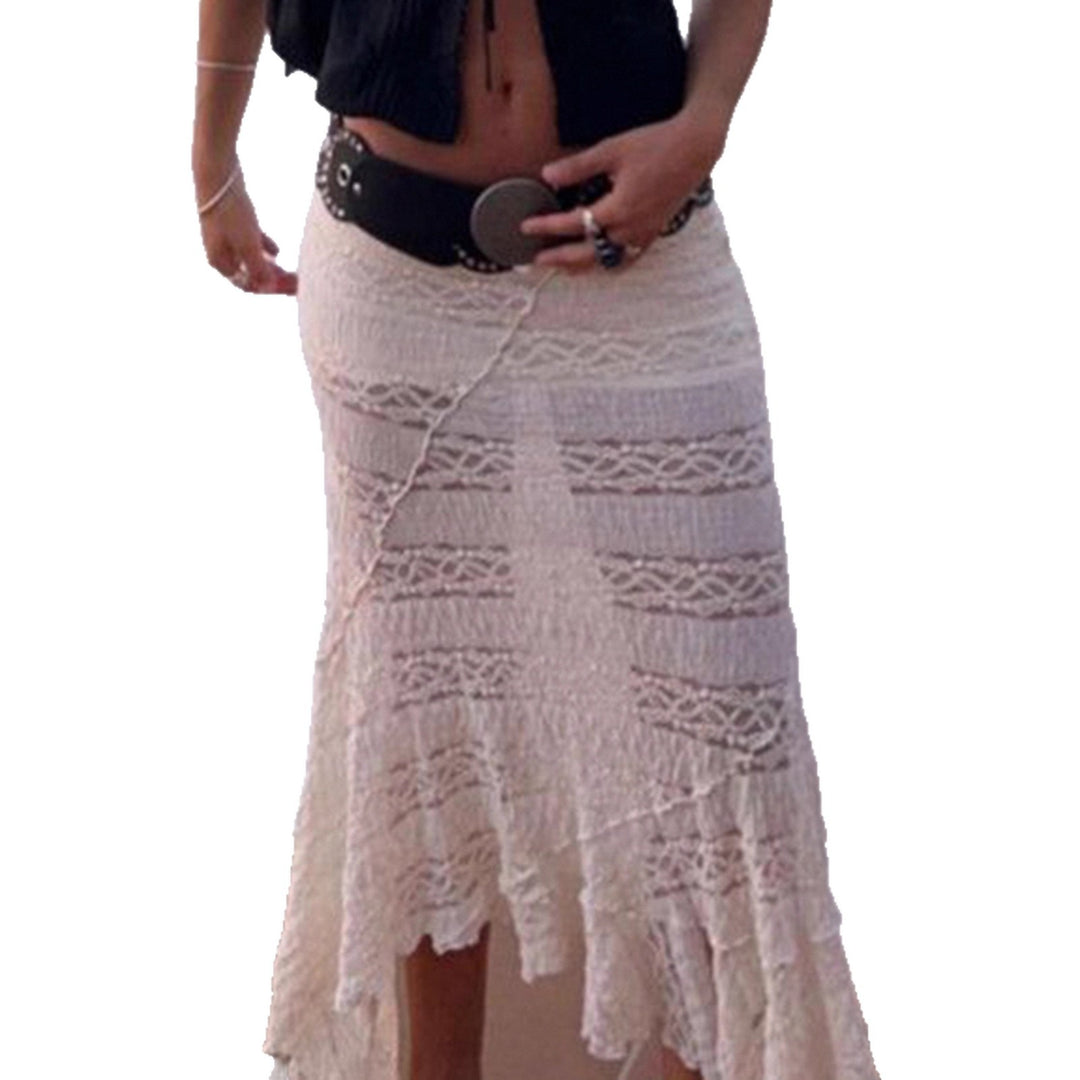 Damen Eleganter und verspielter Spitzenrock mit asymmetrischem Schnitt Drune