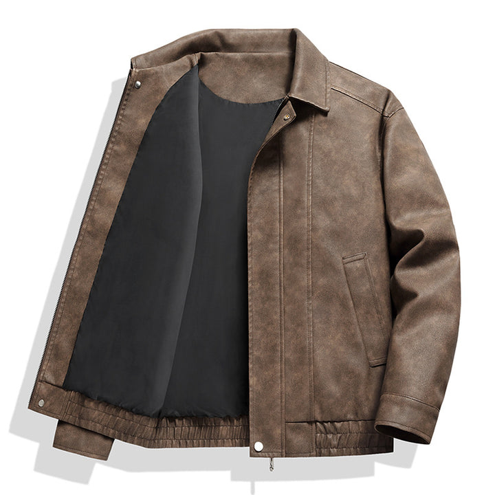 Herren  distressed Faux-Suede Zip-Front Kragenjacke mit elastischem Saum Drune