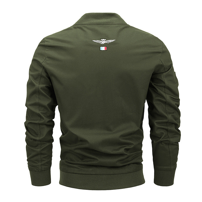 Herren Kanvas‑Bomberjacke mit Vintage‑Patchdetails und gerippten Bündchen Drune