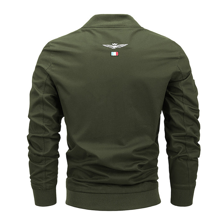 Herren Kanvas‑Bomberjacke mit Vintage‑Patchdetails und gerippten Bündchen Drune