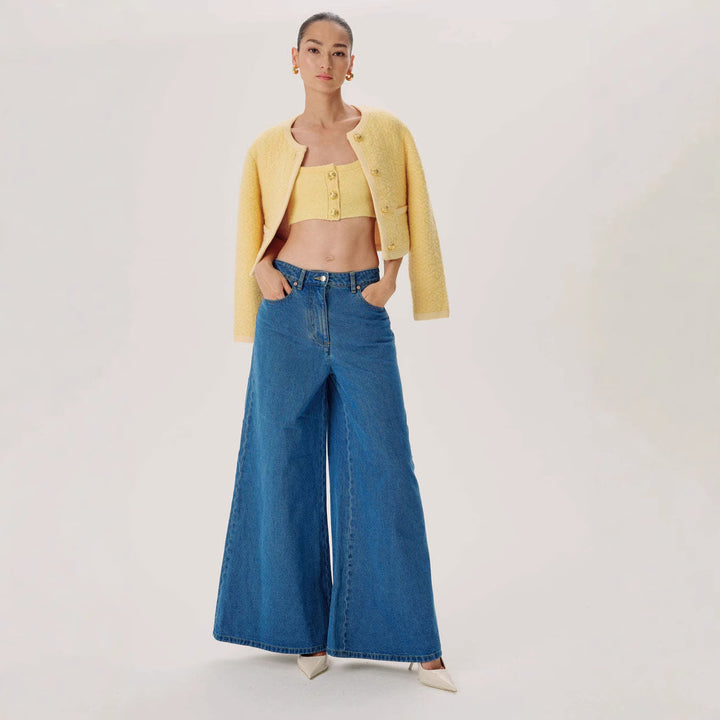 Damen weit geschnittene Jeans mit hohem Bund und eleganter Silhouette Drune