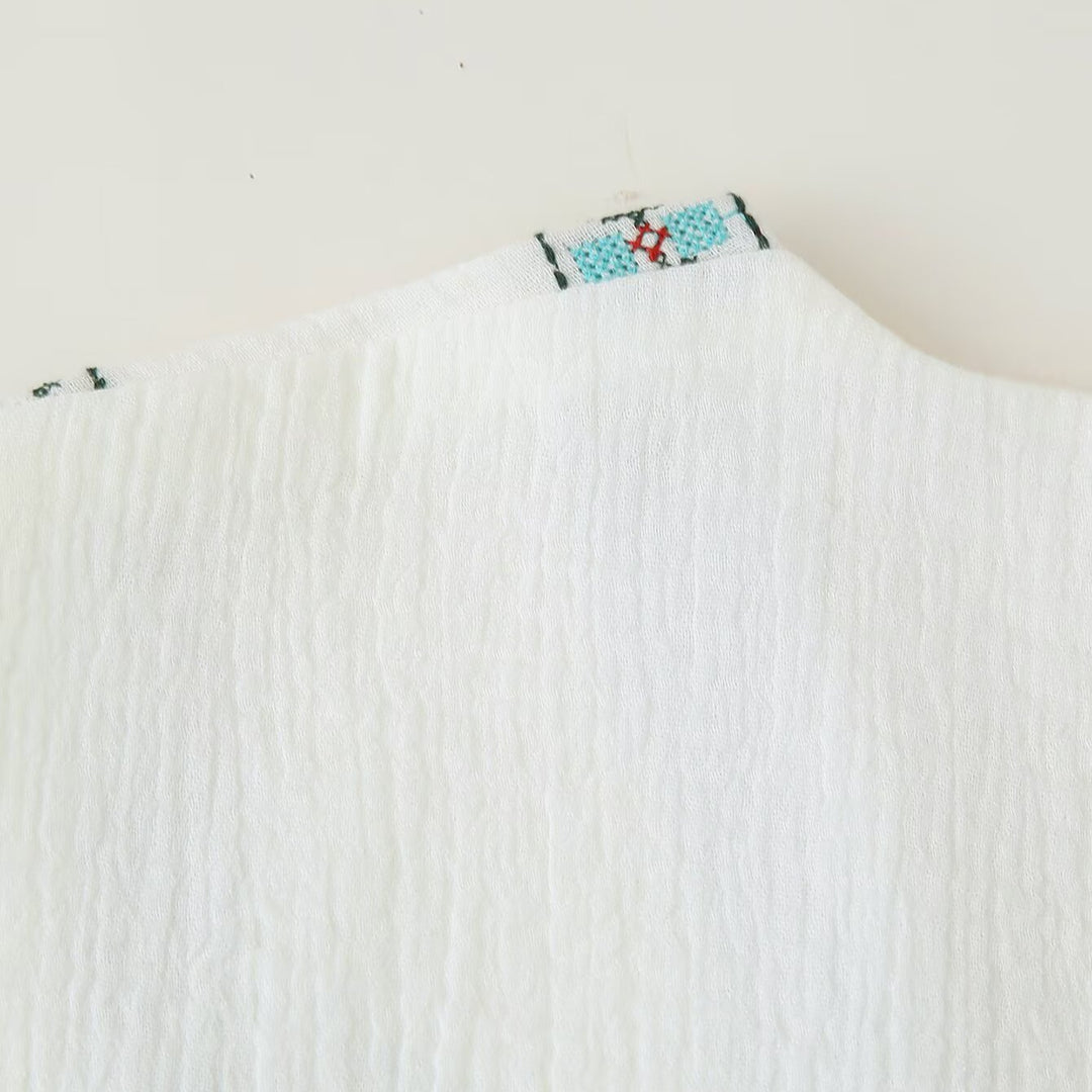 Damen Bestickte ärmellose Boho-Weste mit offenem Schnitt und floraler Stickerei Drune