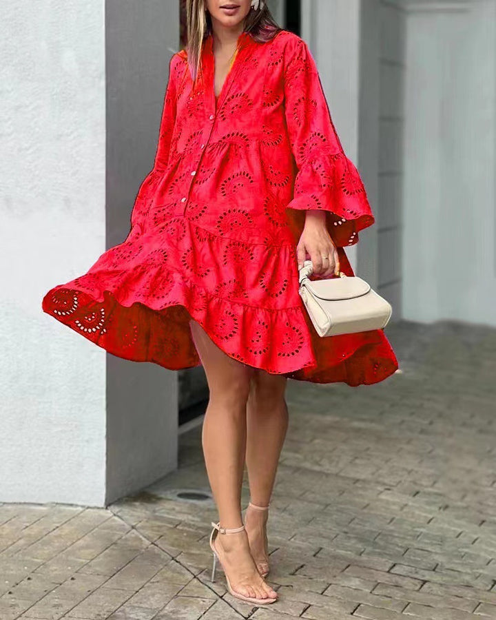 Damen Fließendes Bohemian Sommerkleid Drune