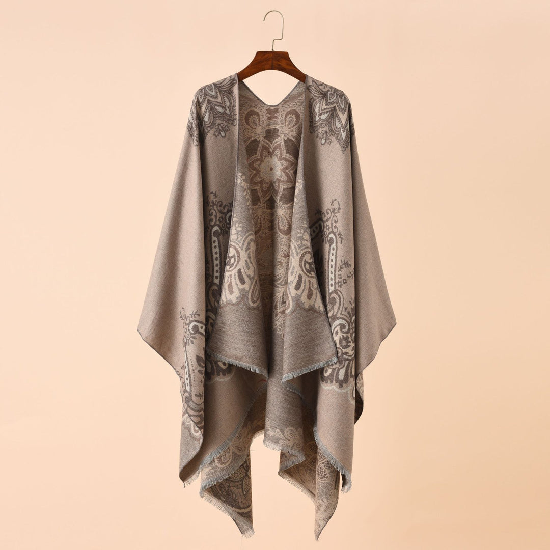 Damen Leichter Jacquard-Überwurf mit kaschmirähnlichem Griff und Fransensaum Drune