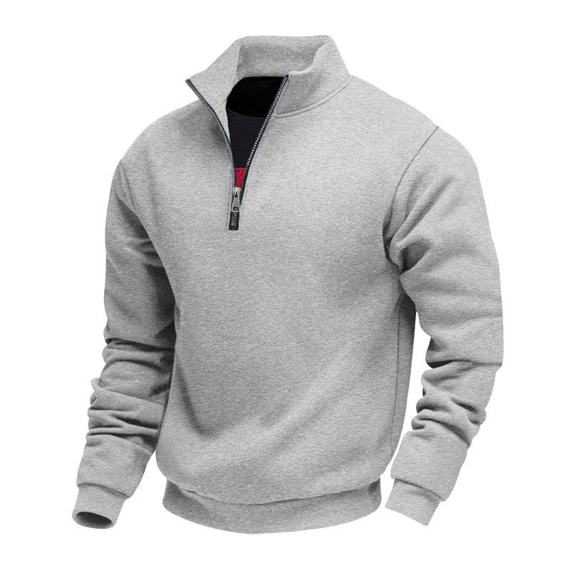 Herren nan angerauter Sweat-Halbzip mit kontrastiertem Innenkragen und elastischem Saum Drune