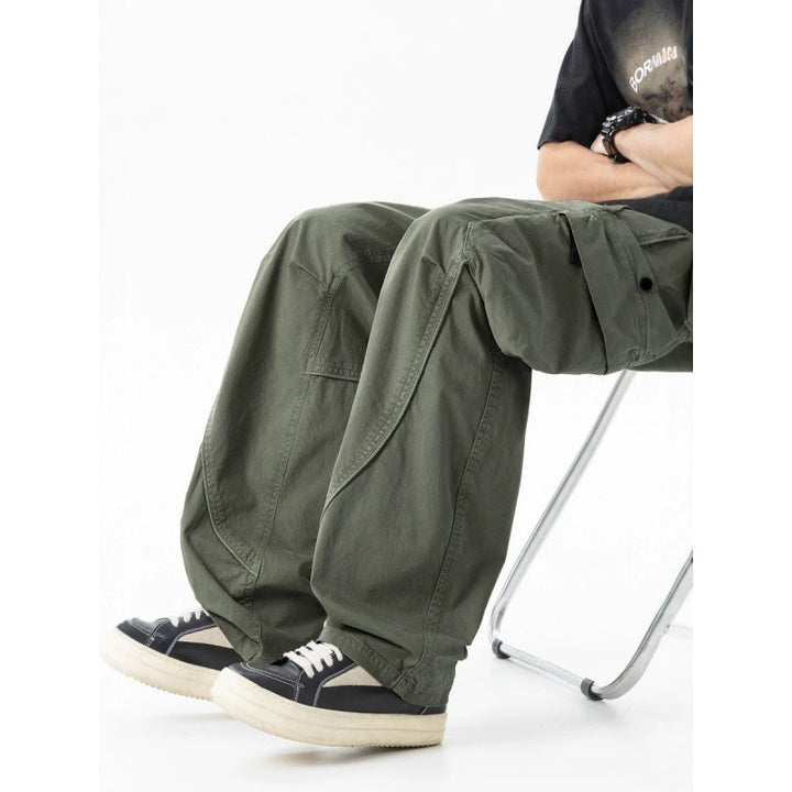 Herren weite Cargo-Hose im Baggy‑Schnitt mit Utility‑Taschen und Kordelbund Drune