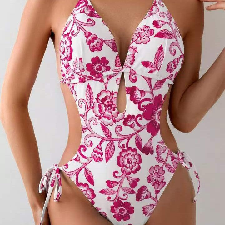 Damen Floral Design Triangel-Badeanzug Drune