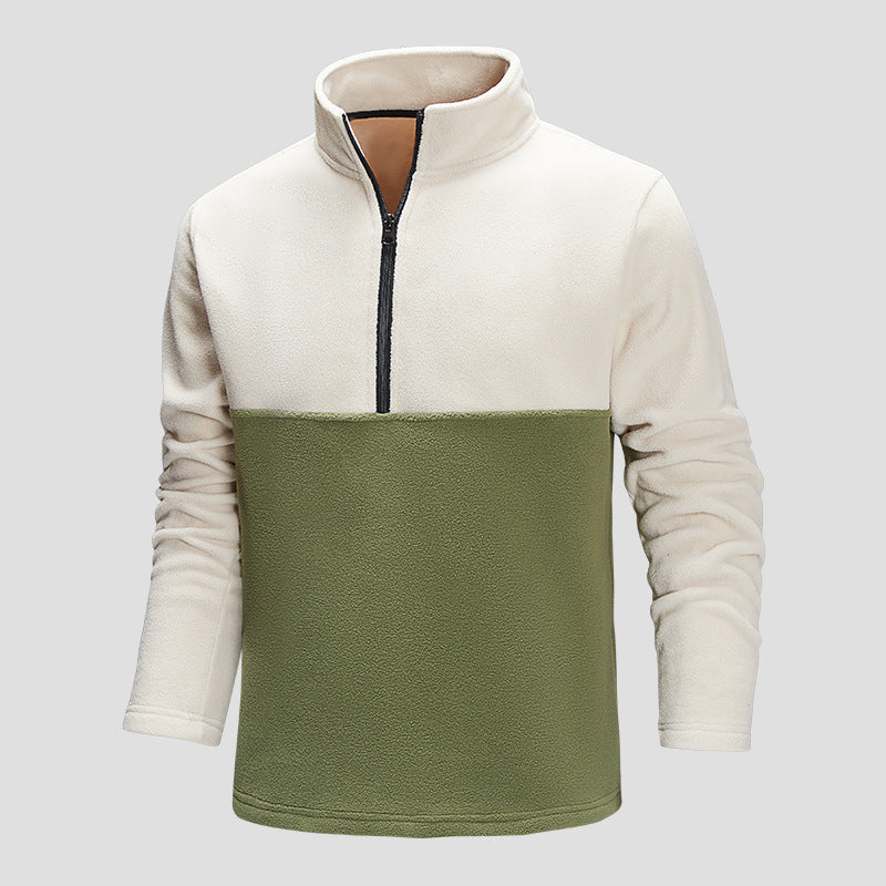 Herren Halbzip-Fleecepullover mit Stehkragen, Colorblock-Design & atmungsaktiver Mikrofleece-Qualität Drune