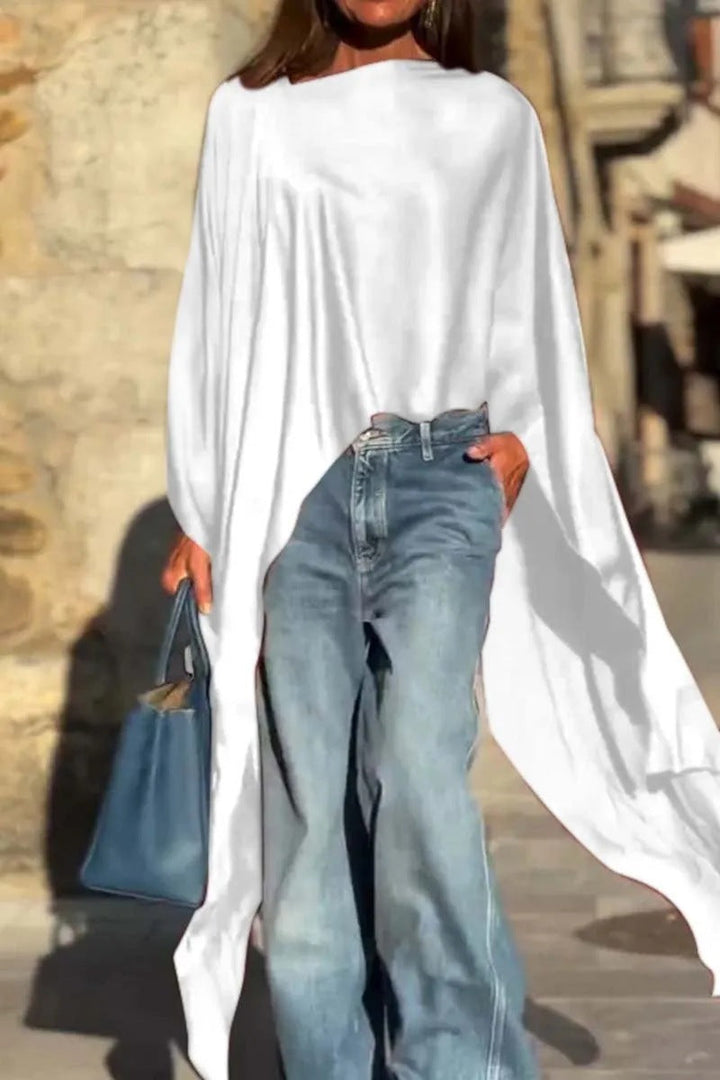 Damen luftige Tunika mit asymmetrischem Schnitt Drune