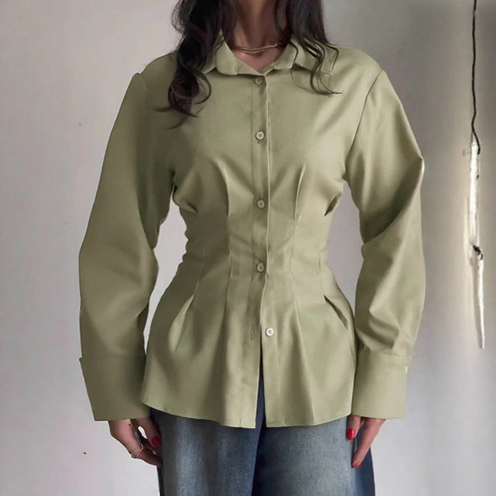 Damen Tailliertes Hemd mit Wiener Nähten, betonter Taille und extraweiten Manschetten Drune
