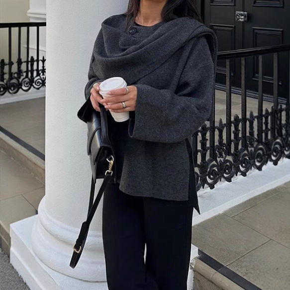 Damen Oversized Strickjacke mit elegantem Schnitt und voluminösen Ärmeln Drune