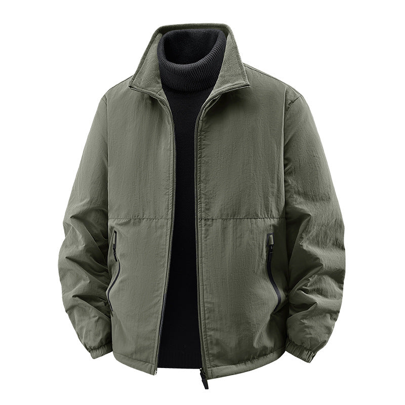 Men's  minimalist stand-collar travel jacket with sealed zip pockets and elastic cuffs Drune