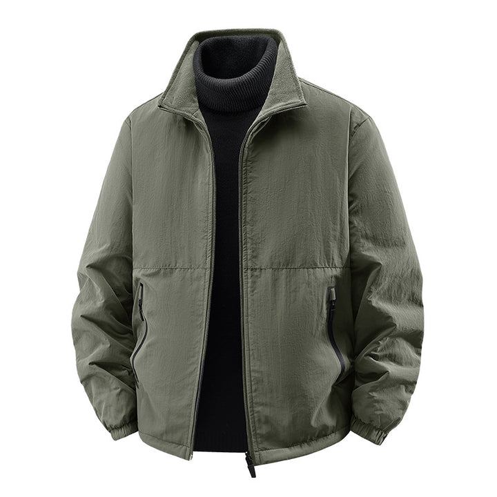 Men's  minimalist stand-collar travel jacket with sealed zip pockets and elastic cuffs Drune