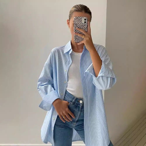 Damen Oversized Hemdbluse Drune