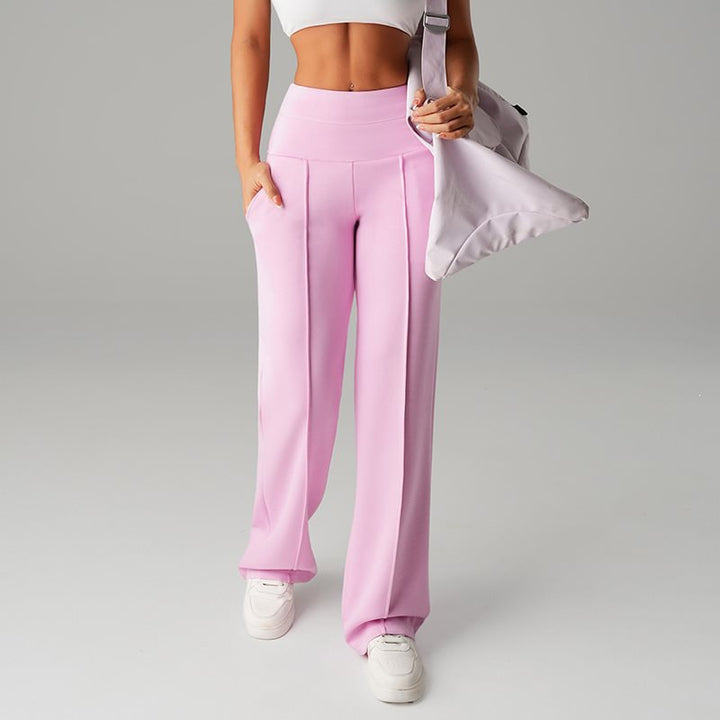 Damen High‑Waist Palazzo‑Sweatpants mit Bügelfalte und Komfortbund Drune