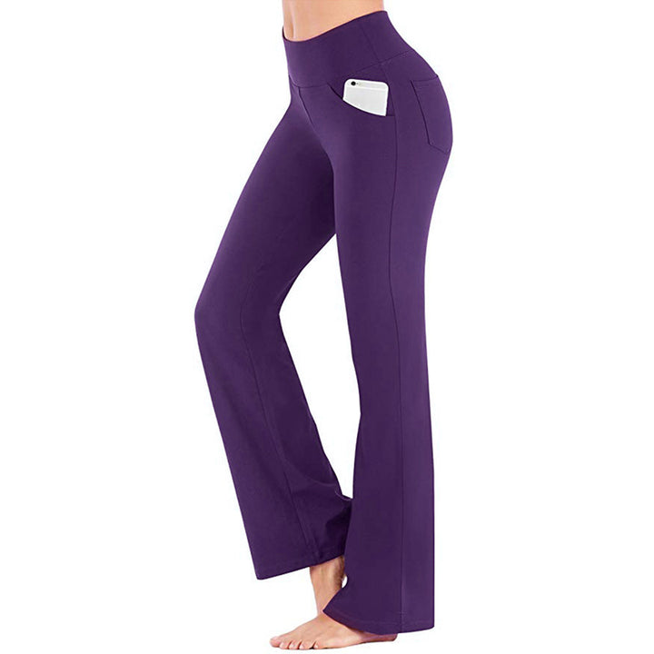 Damen nan ausgestellte Highwaist Yogahose mit seitlicher Handytasche und formendem Komfortbund Drune