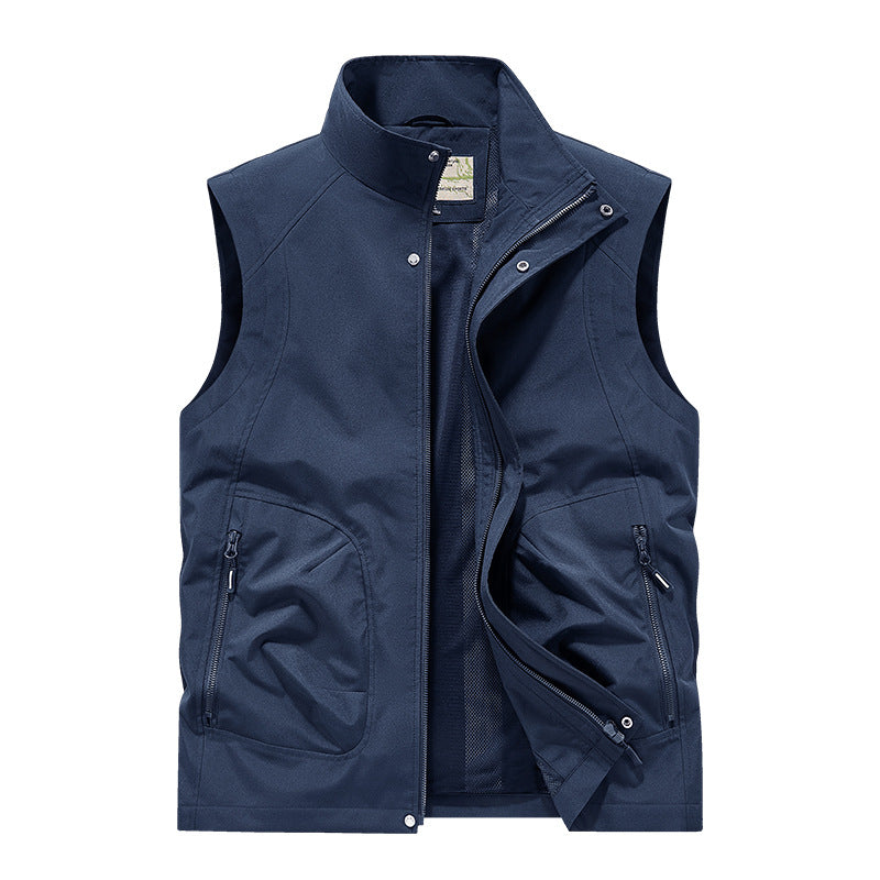 Herren Utility Softshell Weste mit hohem Stehkragen, Reißverschluss & Multifunktions-Taschen Drune