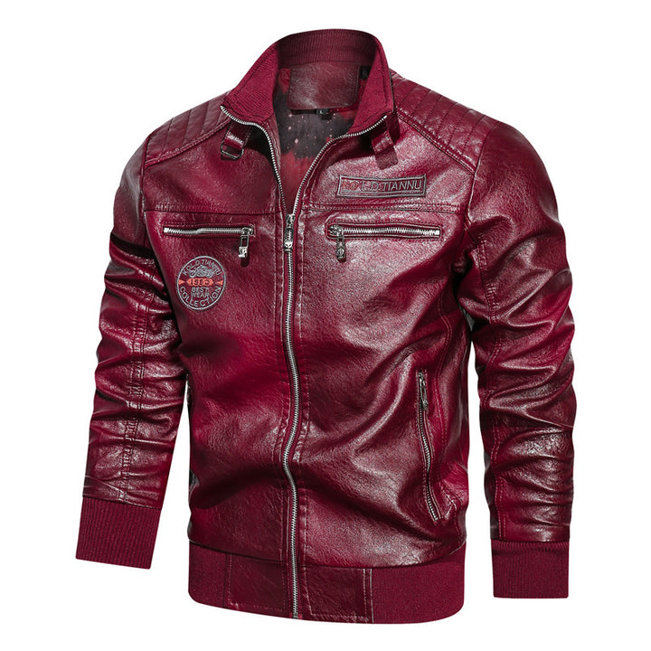 Herren Kunstleder‑Pilotenblouson im Aviator‑Look mit gesteppter Schulterpartie und Reißverschluss‑Taschen Drune