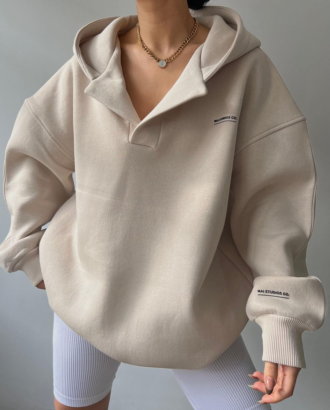 Damen Oversized Kapuzenpullover Drune