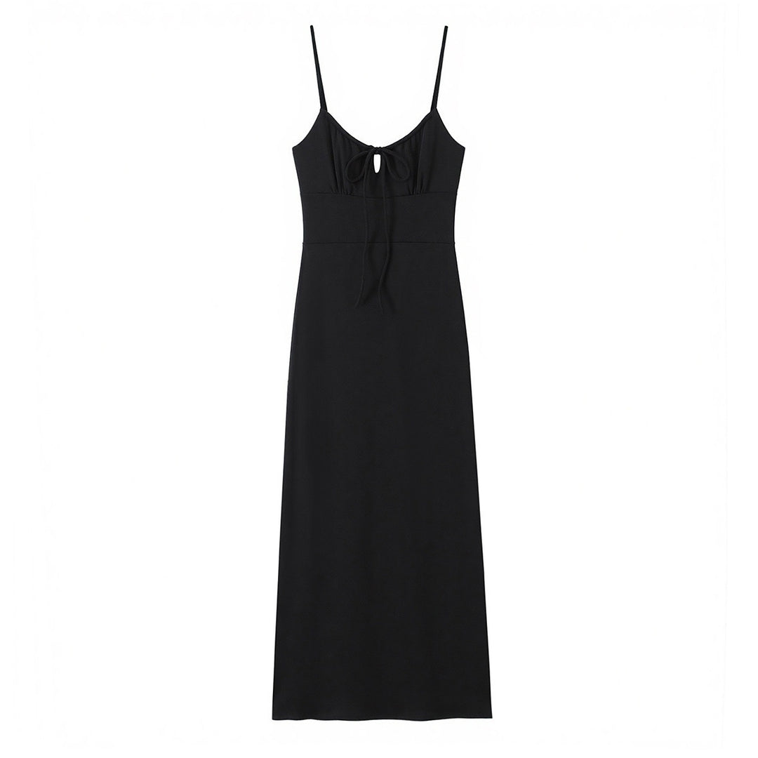 Damen Maxi-Kleid mit tiefem V-Ausschnitt und schmeichelndem Knoten-Design Drune