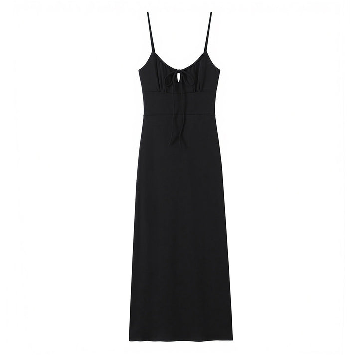 Damen Maxi-Kleid mit tiefem V-Ausschnitt und schmeichelndem Knoten-Design Drune