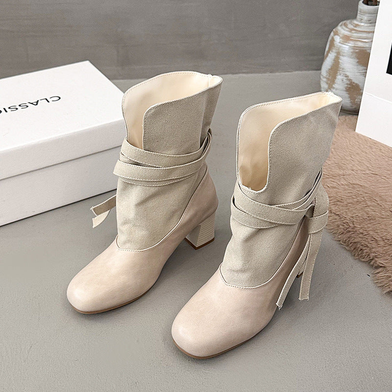 Damen Elegante und Bequeme Stiefeletten mit Riemen Drune