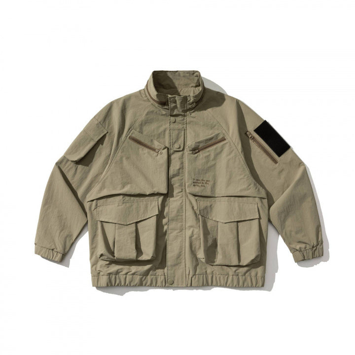 Unisex Oversize-Utility-Jacke mit Multifunktionstaschen, hohem Stehkragen und elastischem Saum Drune
