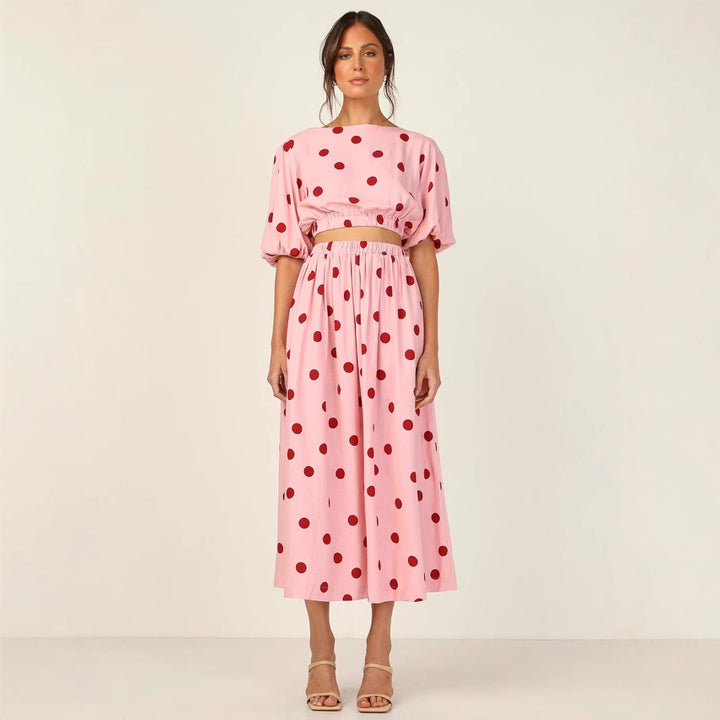 Damen Maxikleid mit elastischem Taillenzug und voluminösen Ärmeln Drune