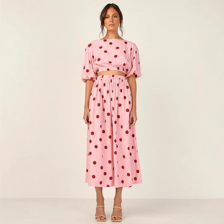 Damen Maxikleid mit elastischem Taillenzug und voluminösen Ärmeln Drune