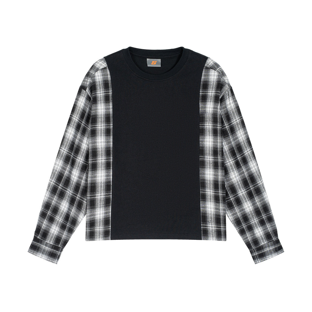 Herren Langarmshirt im Lagenlook mit karierter Flanell-Einsätzen Drune