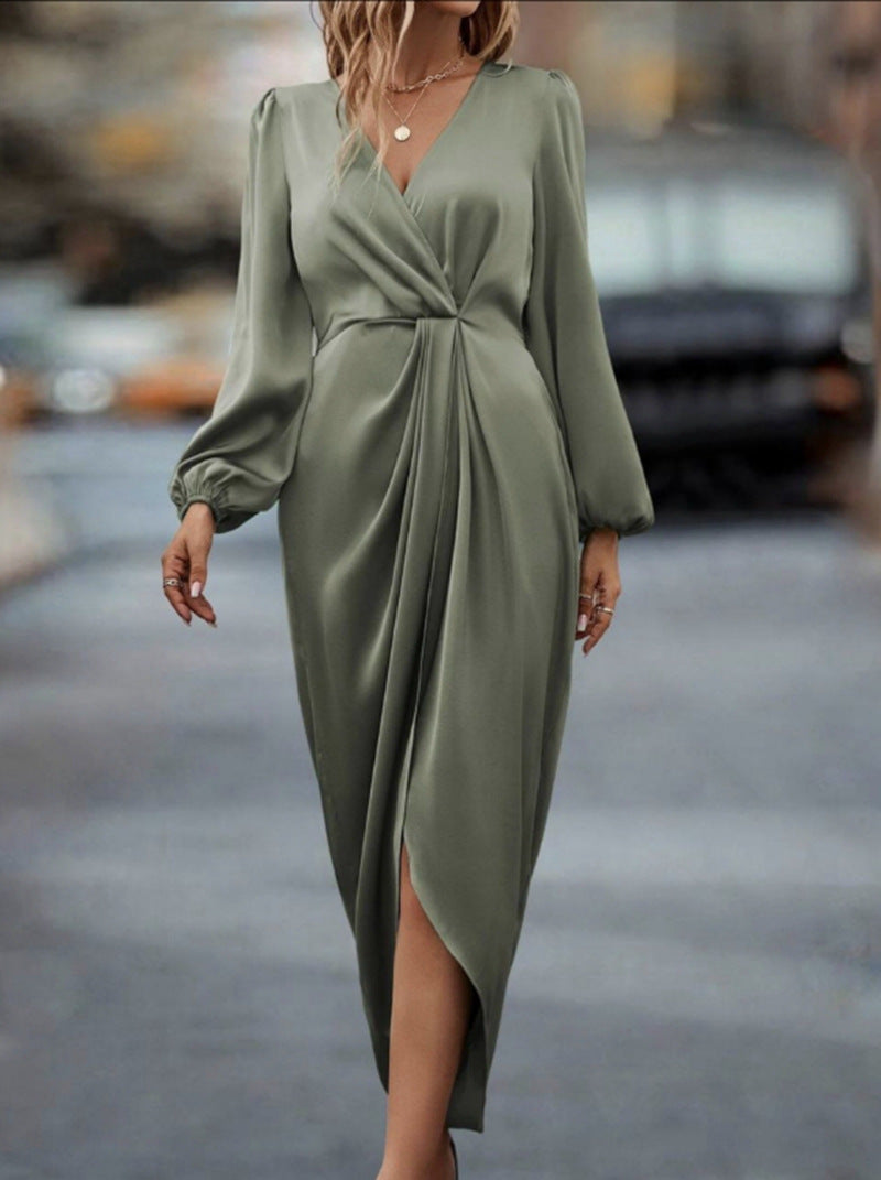 Damen elegantes und fließendes Maxi-Kleid Drune