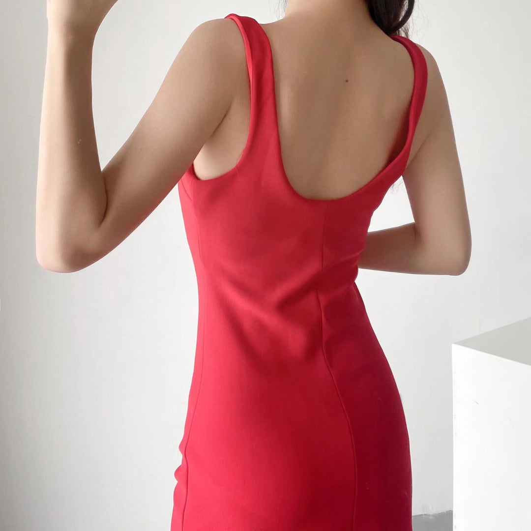 Damen modernes Sommerkleid mit Drapierung Drune