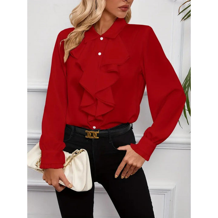 Damen Bluse mitraffinierten Rüschendetails und eleganten Ärmeln Drune