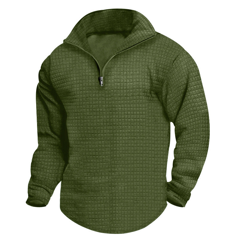 Herren strukturierter Fleece-Pullover mit hohem Kragen und halbem Reißverschluss Drune