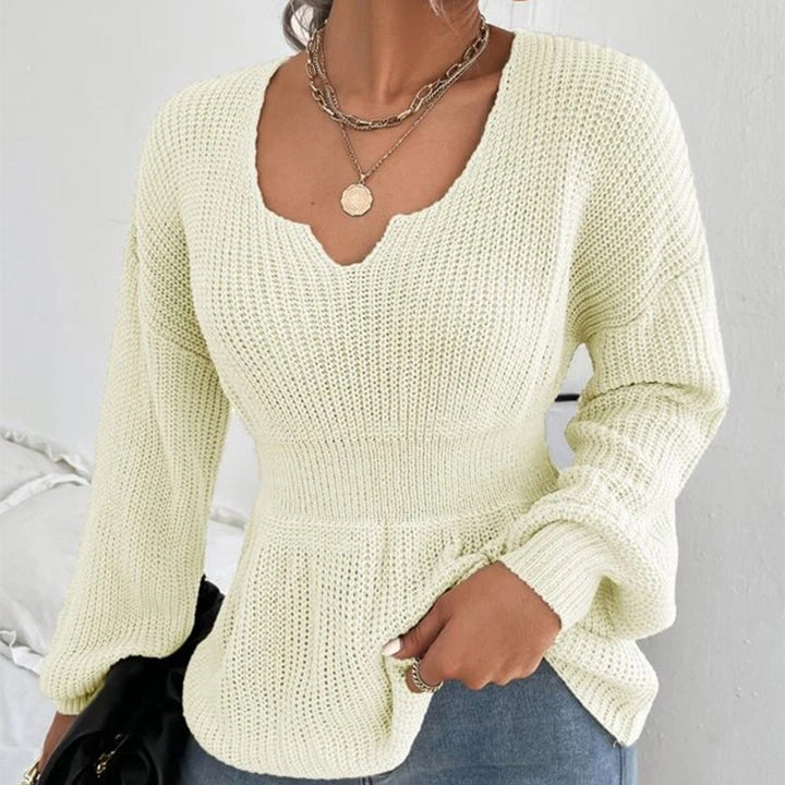 Damen modischer Strickpullover mit weichem Material und charmantem V-Ausschnitt Drune