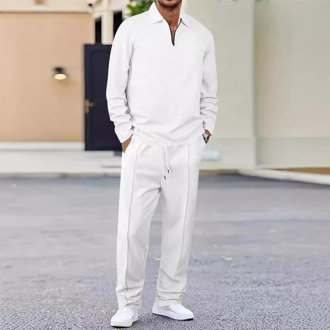 Herren Sportliches Relaxed-Fit Freizeitset mit Stehkragen Drune