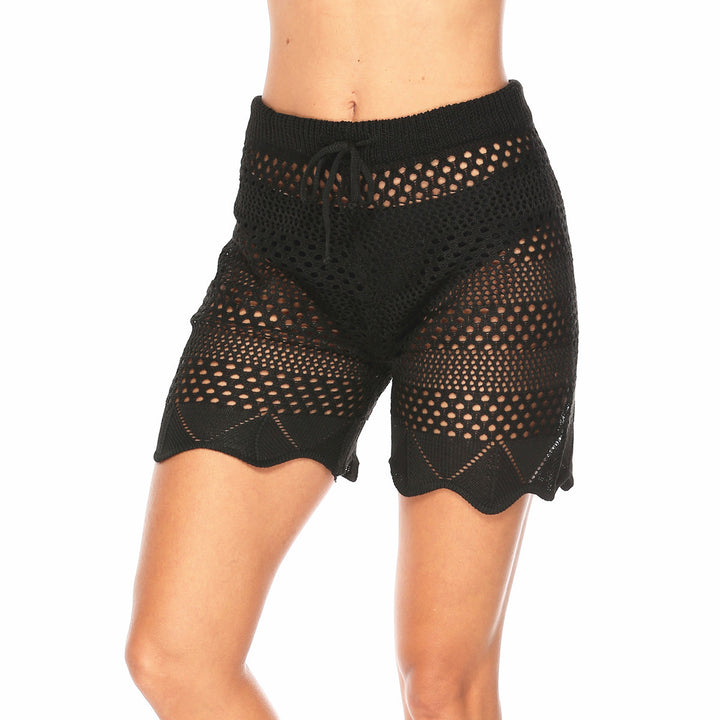 Damen Häkel-Schwimmshorts mit elastischem Bund und elegantem Wellenmuster Drune
